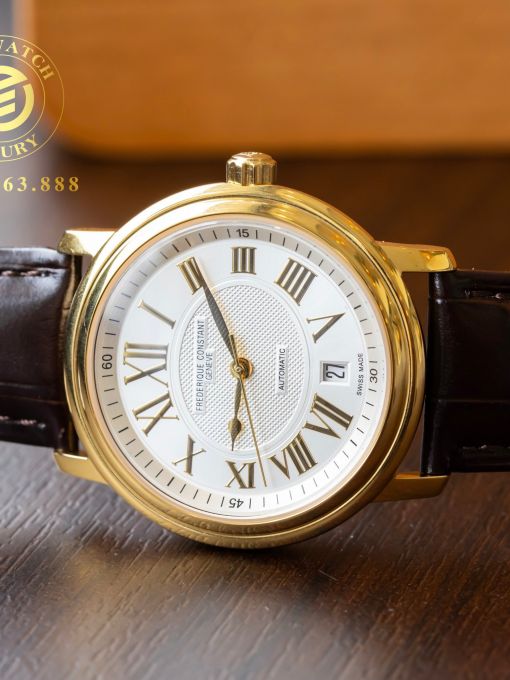 Đồng Hồ: Frederique Constant FC-303M4P5 38mm Vỏ Vàng Mặt Trắng Cọc Số La Mã Like Auth