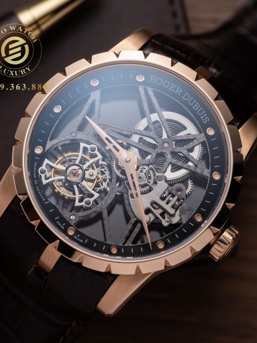 Đồng Hồ: Roger Dubuis Excalibur Skeleton Fly Tourbillon 44mm Rep 1:1 Vỏ Mạ Vàng