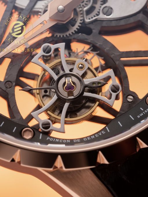 Đồng Hồ: Roger Dubuis Excalibur Skeleton Fly Tourbillon 44mm Rep 1:1 Vỏ Mạ Vàng