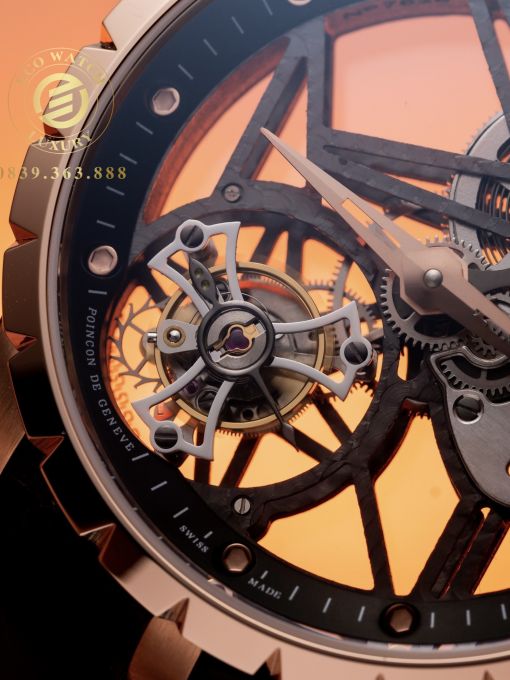 Đồng Hồ: Roger Dubuis Excalibur Skeleton Fly Tourbillon 44mm Rep 1:1 Vỏ Mạ Vàng