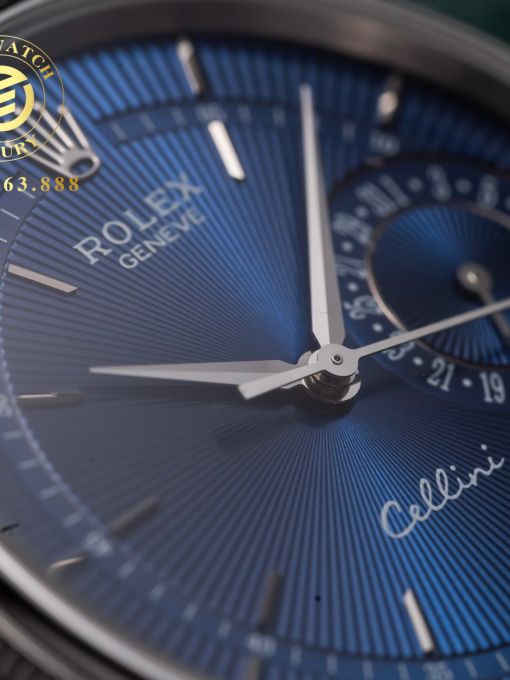 Đồng Hồ: Rolex Cellini 39mm Mặt Xanh Blue Vỏ Trắng Rep 1:1