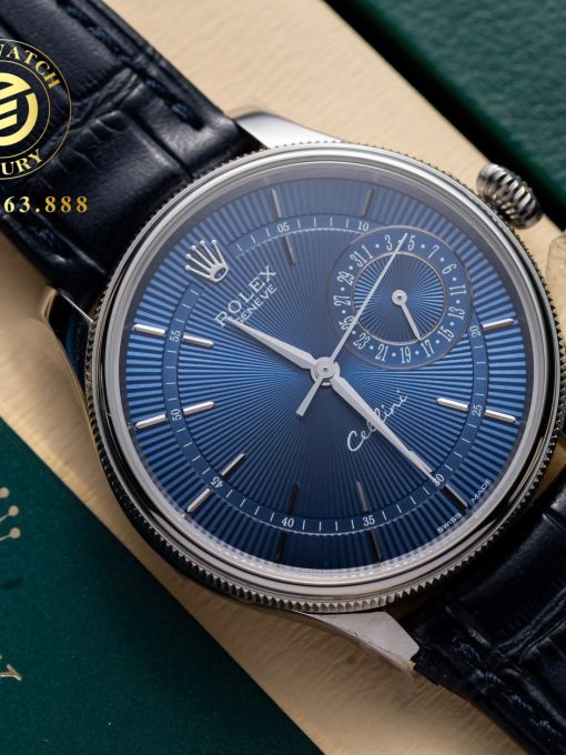 Đồng Hồ: Rolex Cellini 39mm Mặt Xanh Blue Vỏ Trắng Rep 1:1