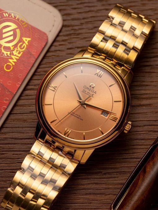 Đồng Hồ Omega De Ville Prestige 36.8mm Mặt Vàng Dây Kim loại Rep 1:1