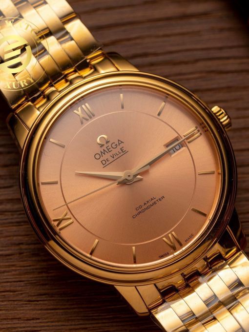 Đồng Hồ Omega De Ville Prestige 36.8mm Mặt Vàng Dây Kim loại Rep 1:1