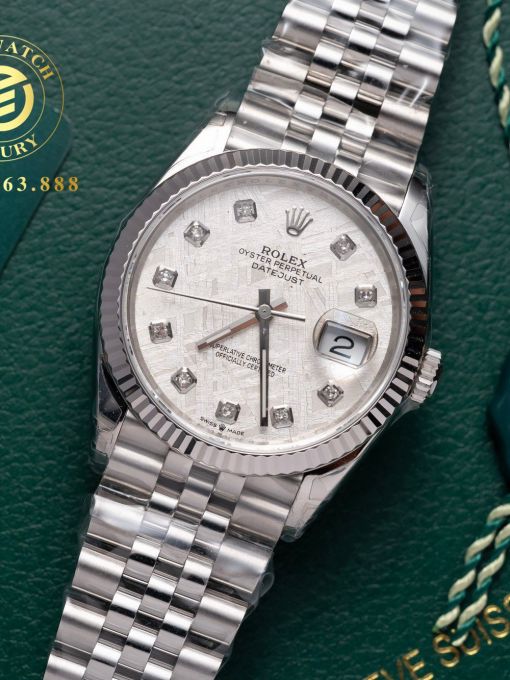 Đồng Hồ: Rolex Datejust 126234 Vỏ Trắng Mặt số Thiên Thạch 36mm