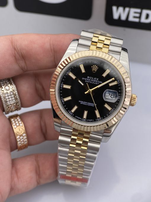 Đồng Hồ   Rolex Datejust Domi Gold  41mm NOOB Bọc Vàng Thật  Replica 1:1 Caliber 3235 Thụy Sĩ 