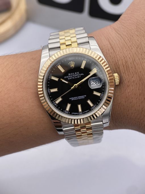 Đồng Hồ   Rolex Datejust Domi Gold  41mm NOOB Bọc Vàng Thật  Replica 1:1 Caliber 3235 Thụy Sĩ 