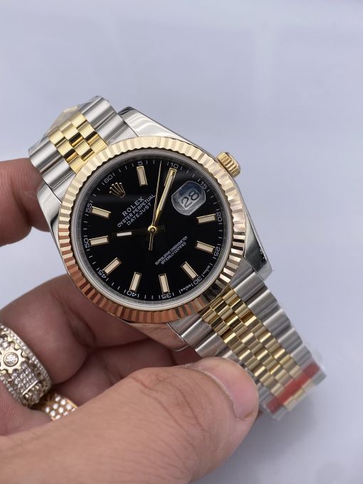 Đồng Hồ   Rolex Datejust Domi Gold  41mm NOOB Bọc Vàng Thật  Replica 1:1 Caliber 3235 Thụy Sĩ 