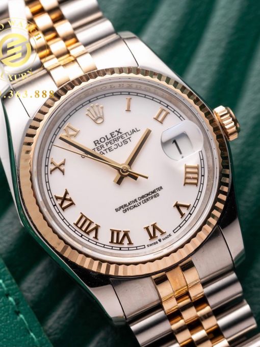 Đồng Hồ: Rolex Datejust 126233 36mm Bọc Vàng Cọc Số La Mã 1:1