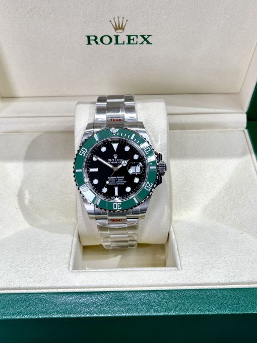 Đồng Hồ: ROLEX SUBMARINER 16610 Date 40mm Steel Green Bezel Black Dial Like Auth 1:1 