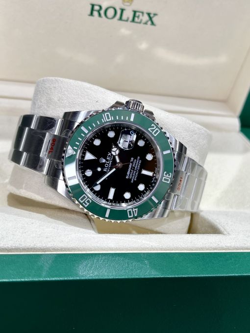 Đồng Hồ: ROLEX SUBMARINER 16610 Date 40mm Steel Green Bezel Black Dial Like Auth 1:1 