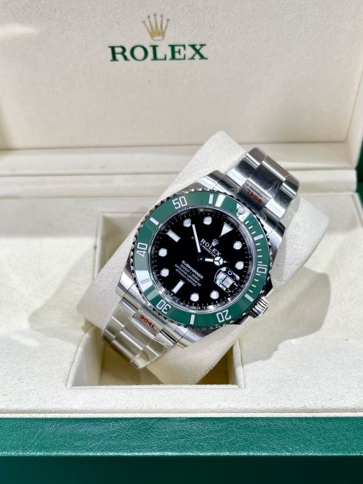 Đồng Hồ: ROLEX SUBMARINER 16610 Date 40mm Steel Green Bezel Black Dial Like Auth 1:1 