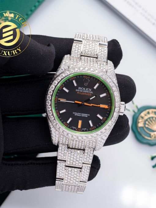 Đồng Hồ Rolex Migauss 41mm Độ Full Vỏ Moissanite Hong Kong Rep 1:1