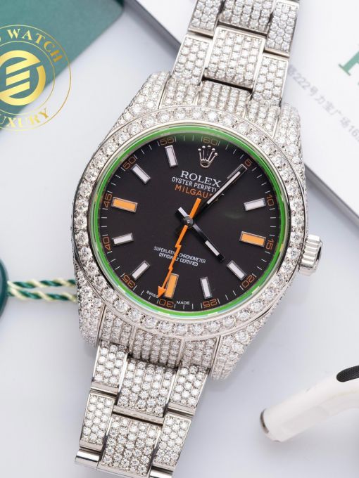 Đồng Hồ Rolex Migauss 41mm Độ Full Vỏ Moissanite Hong Kong Rep 1:1