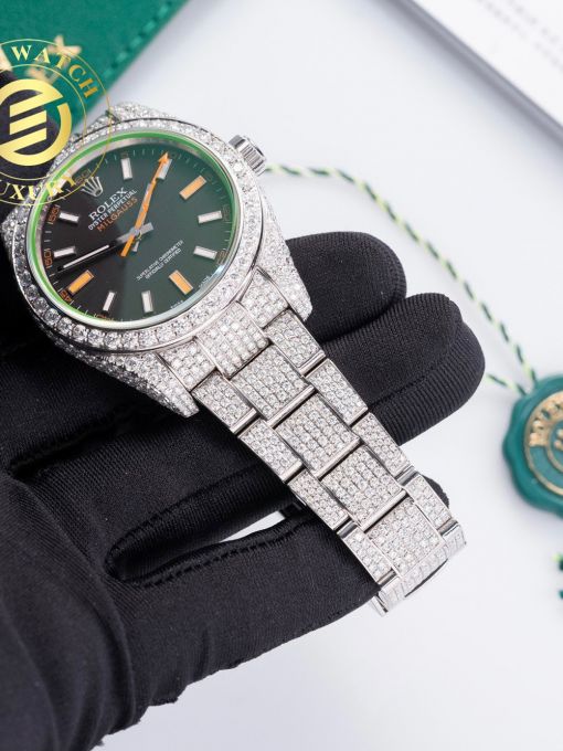 Đồng Hồ Rolex Migauss 41mm Độ Full Vỏ Moissanite Hong Kong Rep 1:1