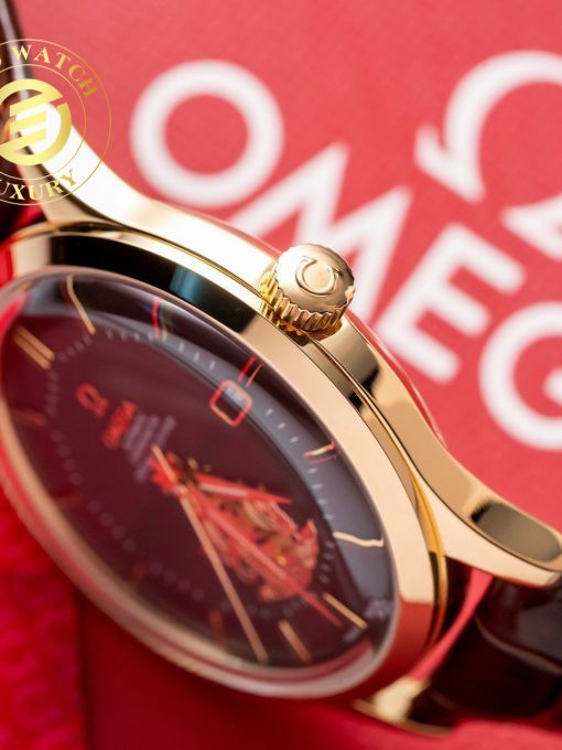 Đồng Hồ Omega Thuận Buồm Xuôi Gió Mạ Vàng Mặt Số Đen Bản Cao Cấp