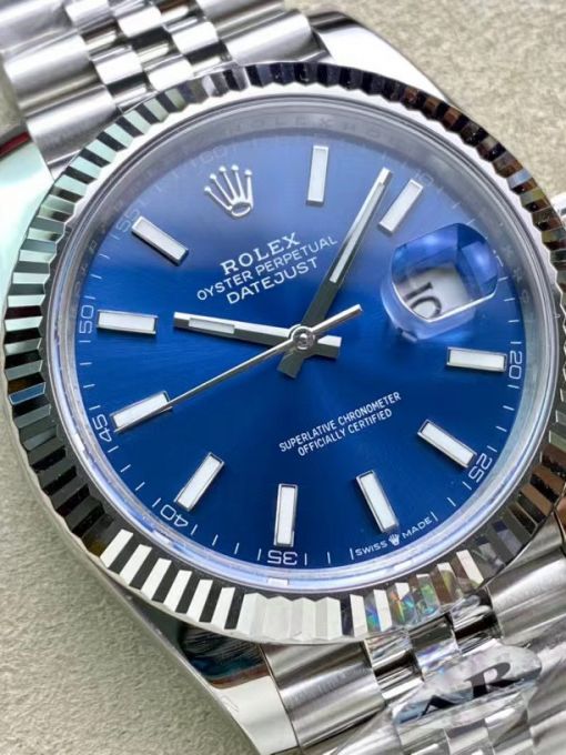 Đồng Hồ Rolex Datejust 126334 41mm Vỏ Trắng Mặt Số Xanh Blue Cọc Dạ Quang Rep 1:1