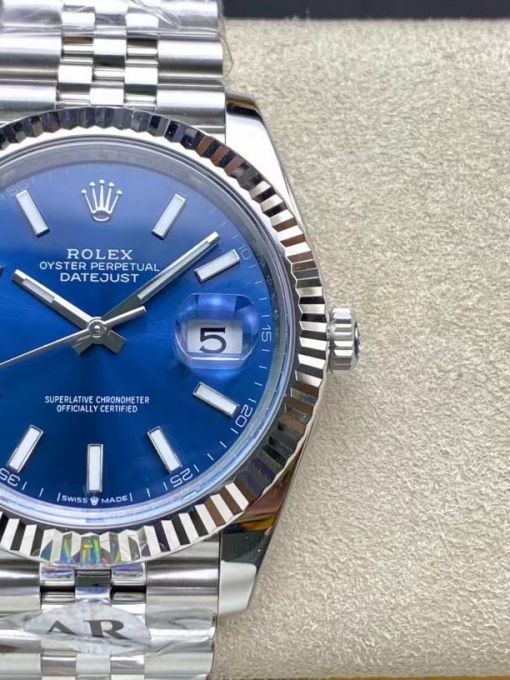 Đồng Hồ Rolex Datejust 126334 41mm Vỏ Trắng Mặt Số Xanh Blue Cọc Dạ Quang Rep 1:1