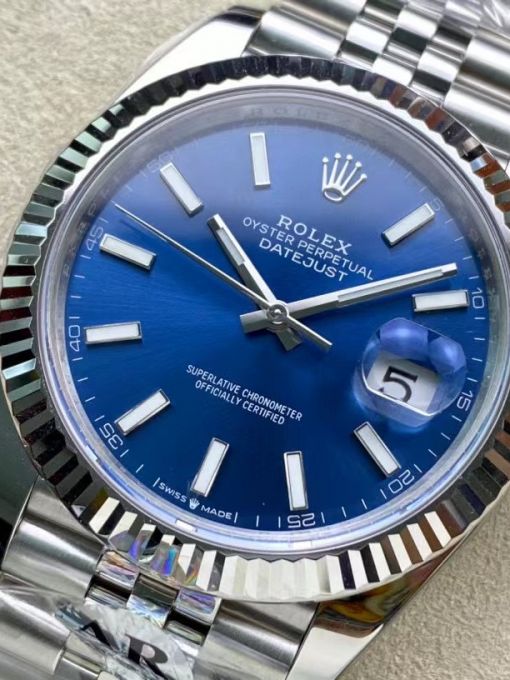 Đồng Hồ Rolex Datejust 126334 41mm Vỏ Trắng Mặt Số Xanh Blue Cọc Dạ Quang Rep 1:1