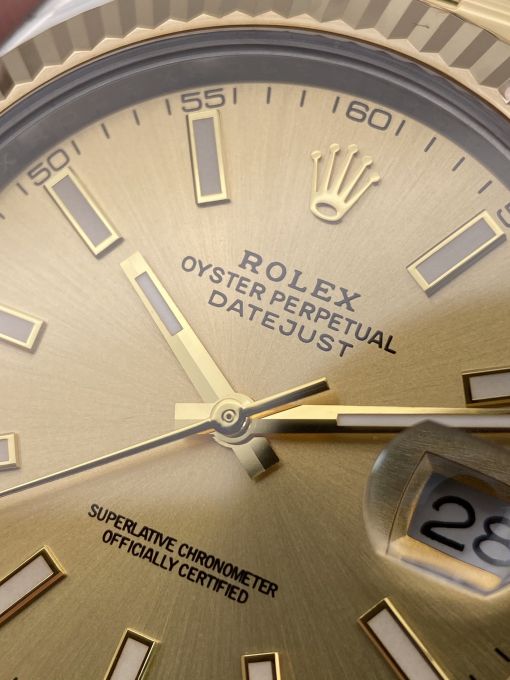 Đồng Hồ Rolex Datejust Domi Gold  41mm NOOB Bọc Vàng Thật  Replica 1:1 Caliber 3235 Thụy Sĩ 