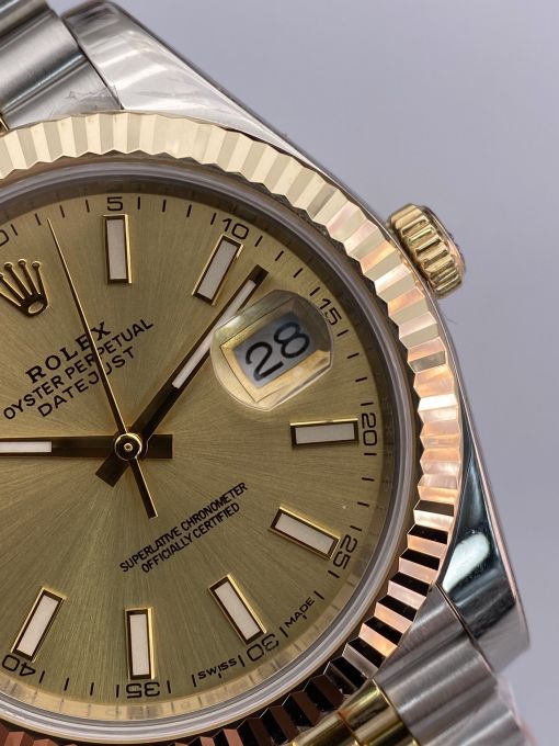 Đồng Hồ Rolex Datejust Domi Gold  41mm NOOB Bọc Vàng Thật  Replica 1:1 Caliber 3235 Thụy Sĩ 