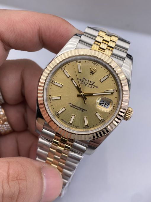 Đồng Hồ Rolex Datejust Domi Gold  41mm NOOB Bọc Vàng Thật  Replica 1:1 Caliber 3235 Thụy Sĩ 