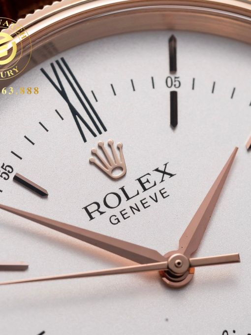 Đồng Hồ: Rolex Cellini 39mm Mặt Trắng Vỏ Mạ Vàng Hồng Rep 1:1