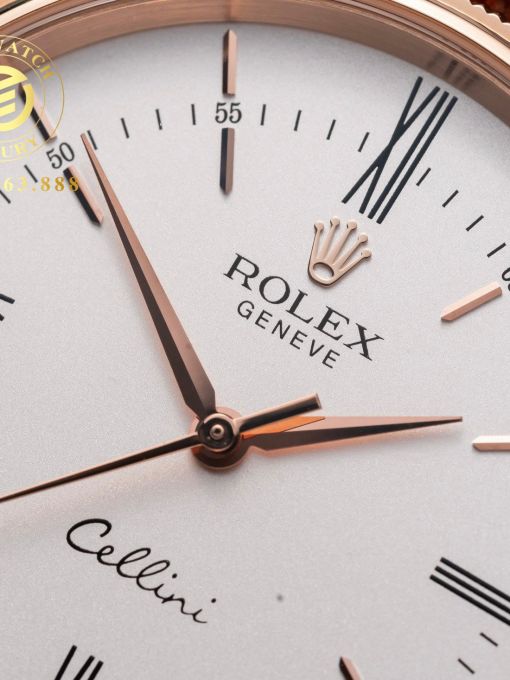 Đồng Hồ: Rolex Cellini 39mm Mặt Trắng Vỏ Mạ Vàng Hồng Rep 1:1