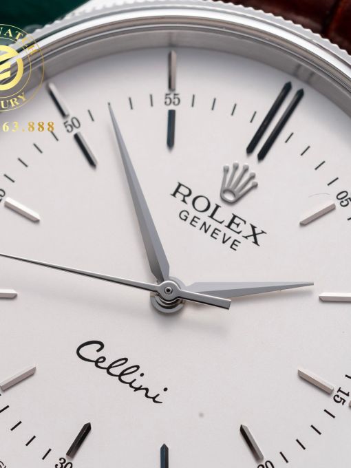 Đồng Hồ: Rolex Cellini 39mm Mặt Trắng Vỏ Trắng Rep Like Auth