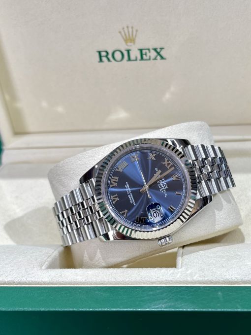 Đồng Hồ: ROLEX DATEJUST 41mm 126334 Blue Dial Cọc Số La Mã Like Auth 1:1 