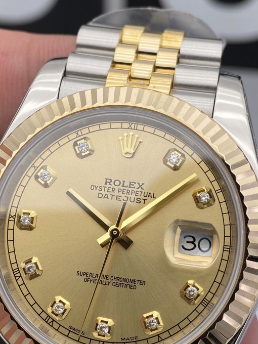 Đồng Hồ Rolex Datejust Domi Gold Dial  41mm NOOB Bọc Vàng Thật  Replica 1:1 Caliber 3235 Thụy Sĩ 