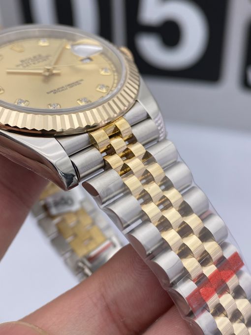 Đồng Hồ Rolex Datejust Domi Gold Dial  41mm NOOB Bọc Vàng Thật  Replica 1:1 Caliber 3235 Thụy Sĩ 