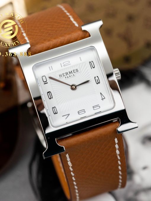 Đồng Hồ: Hermès HeuerH Petite 26MM Viền Trơn Mặt Trắng Rep 1:1