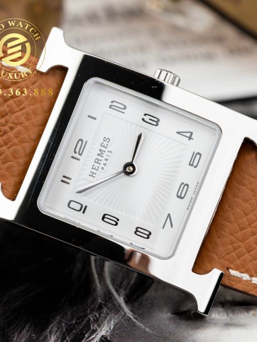 Đồng Hồ: Hermès HeuerH Petite 26MM Viền Trơn Mặt Trắng Rep 1:1