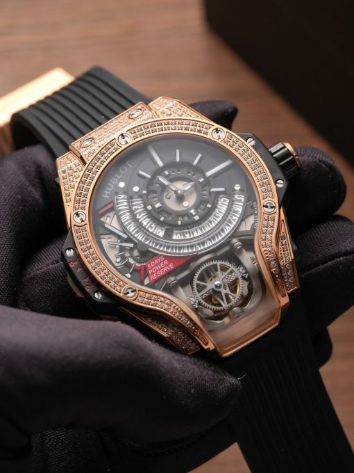 Đồng Hồ: Hublot BigBang MP-09 Tourbillon Bi-Axis 909.NX.1120.RX Gold Vỏ Đính Đá Rep 1:1