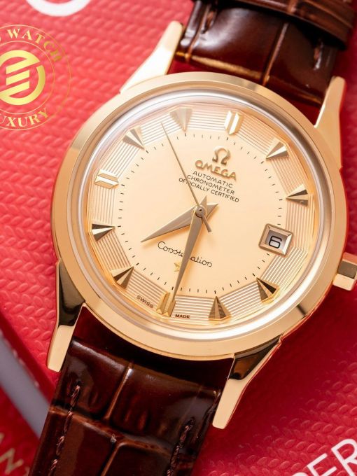 Đồng Hồ Omega Bát Quái Mạ Vàng Máy Cơ 38mm Rep 1:1