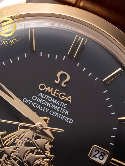 Đồng Hồ Omega Thuận Buồm Xuôi Gió Mạ Vàng Mặt Số Đen 39mm Rep 1:1