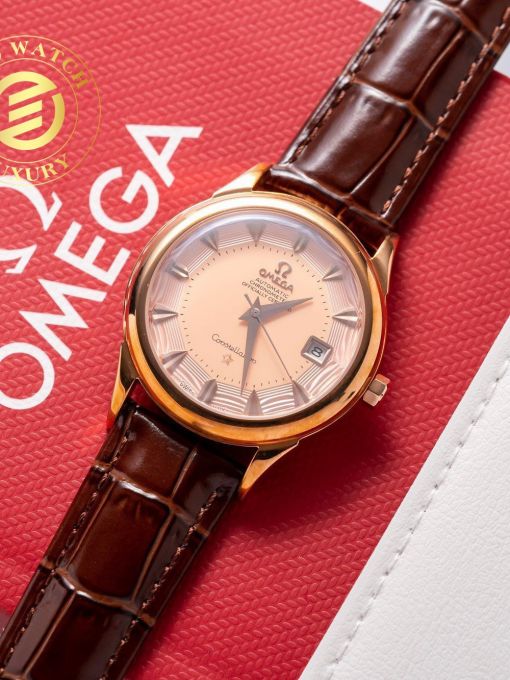 Đồng Hồ Omega Bát Quái 38mm Mạ Vàng Rep 1:1