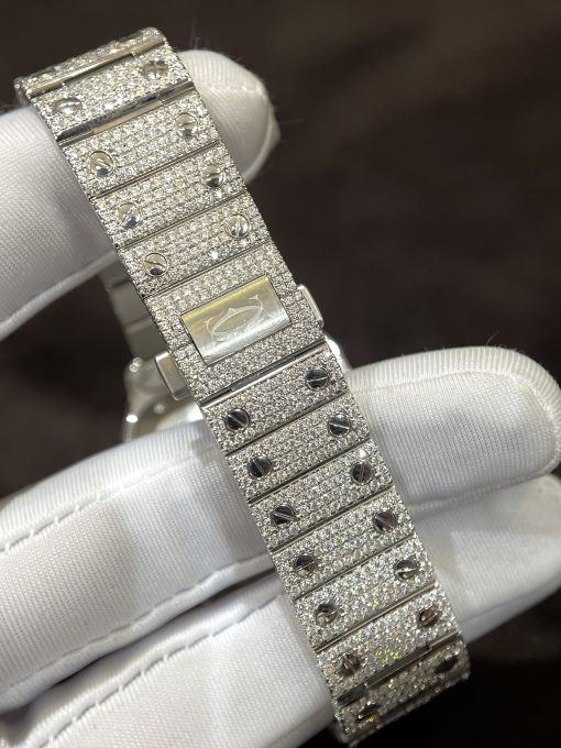 Đồng hồ CARTIER SANTOS DIAMOND CHẾ TÁC ĐÍNH FULL KIM CƯƠNG MOISANITE 35MM Rep 1:1