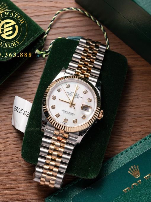 Đồng Hồ: Rolex Datejust 126233 Bọc Vàng Mặt Số Khảm Trai