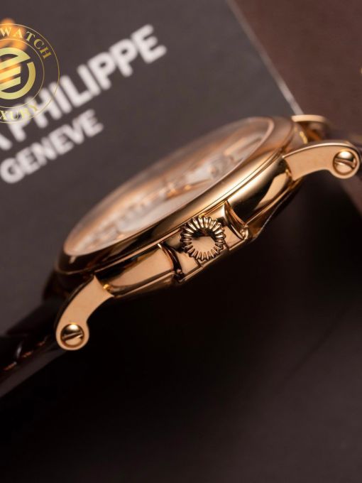 Đồng Hồ Patek Philippe Calatrava 5153 39mm Mạ Vàng Hồng Mặt Số Trắng Đáy Cậy Rep 1:1