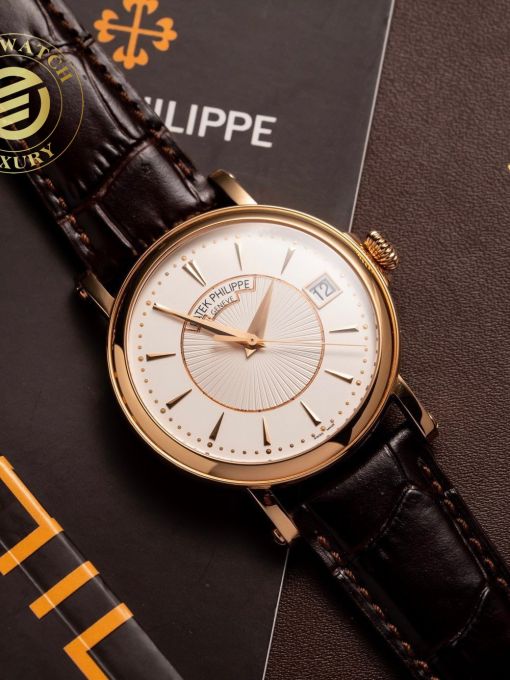 Đồng Hồ Patek Philippe Calatrava 5153 39mm Mạ Vàng Hồng Mặt Số Trắng Đáy Cậy Rep 1:1