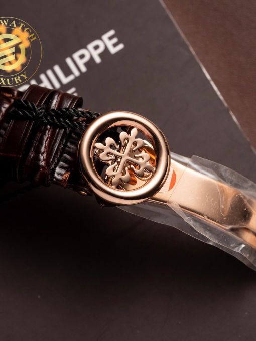 Đồng Hồ Patek Philippe Calatrava 5153 39mm Mạ Vàng Hồng Mặt Số Trắng Đáy Cậy Rep 1:1