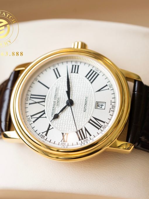 Đồng Hồ: Frederique Constant FC-303M4P5 38mm Vỏ Vàng Mặt Trắng Cọc Số La Mã Đen Rep 1:1