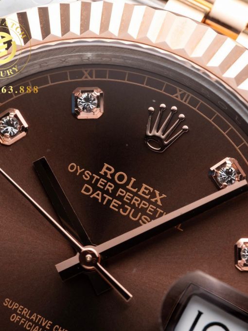 Đồng Hồ: Rolex Datejust 41mm 126331 Bọc Vàng Chocolate Cọc Số Đá Rep 1:1