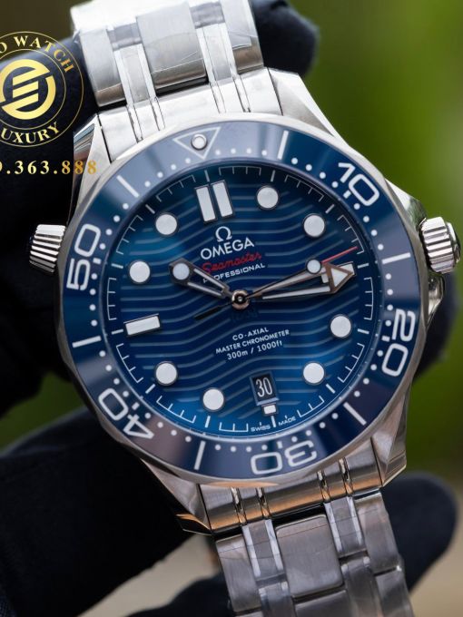 Đồng Hồ: Omega Seamaster Diver 300M 42mm Vỏ trắng Mặt Xanh Replica VS Factory