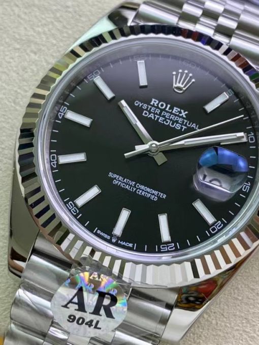 Đồng Hồ Rolex Datejust 126334 41mm Vỏ Trắng Mặt Số Đen Cọc Dạ Quang Rep 1:1