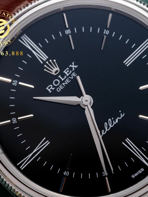 Đồng Hồ: Rolex Cellini 39mm Mặt Đen Vỏ Trắng Rep 1:1